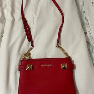 Michael Kors Red Crossbody Bag with Gold Accents